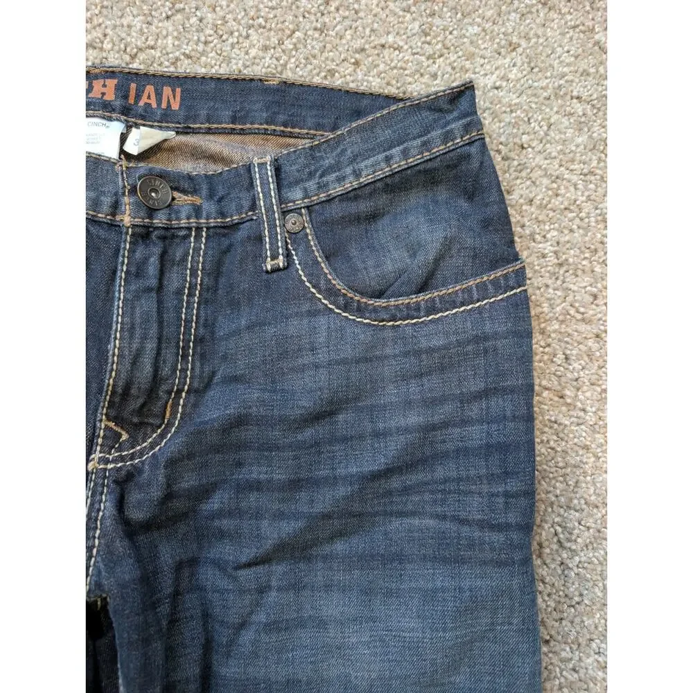 Cinch Ian Jeans Mens 32x33 Dark Wash Bootcut Thick Stitch Western Rodeo Cowboy
